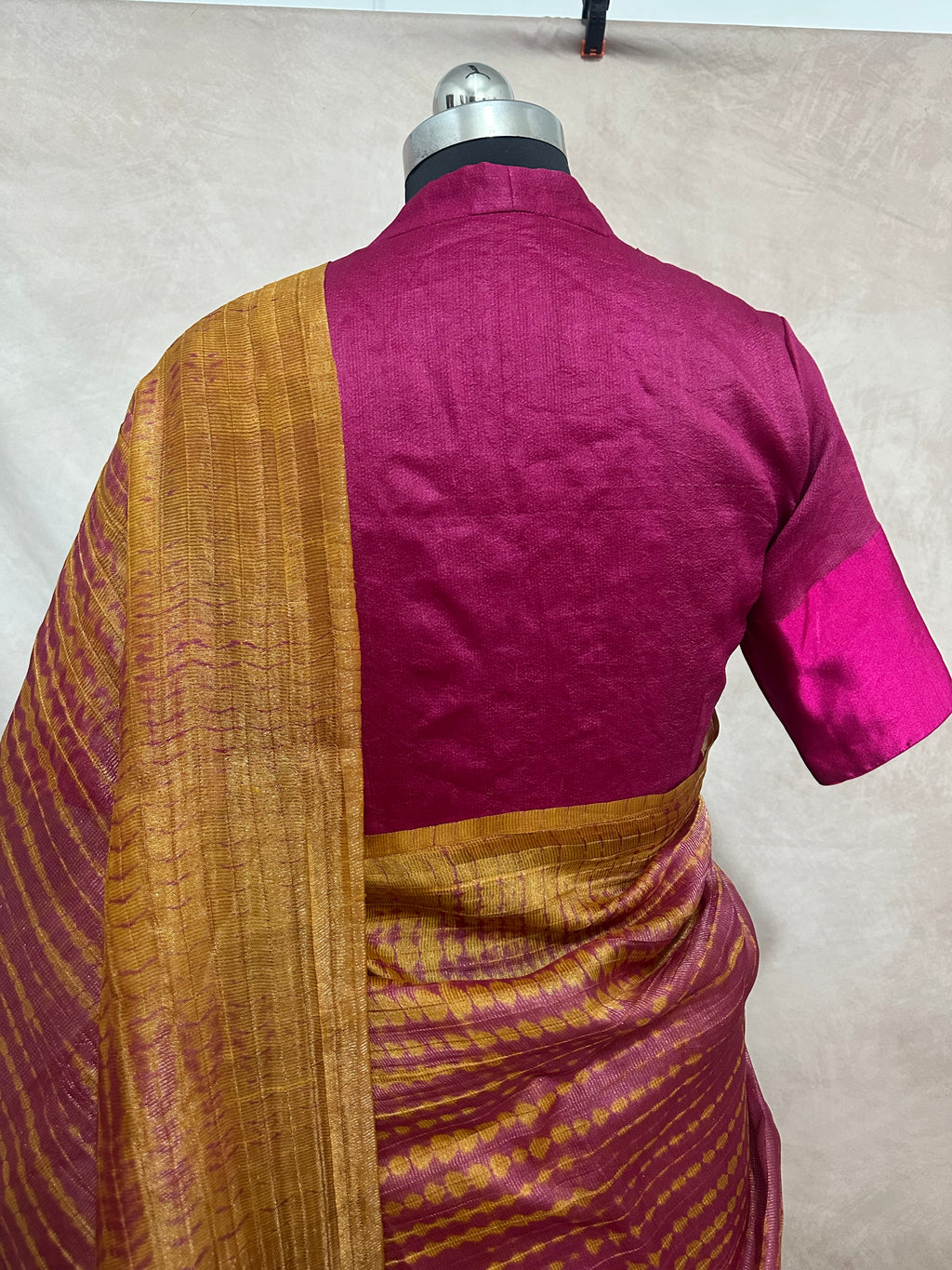 Tissue tussar silk saree shibori dye, with stitched blouse