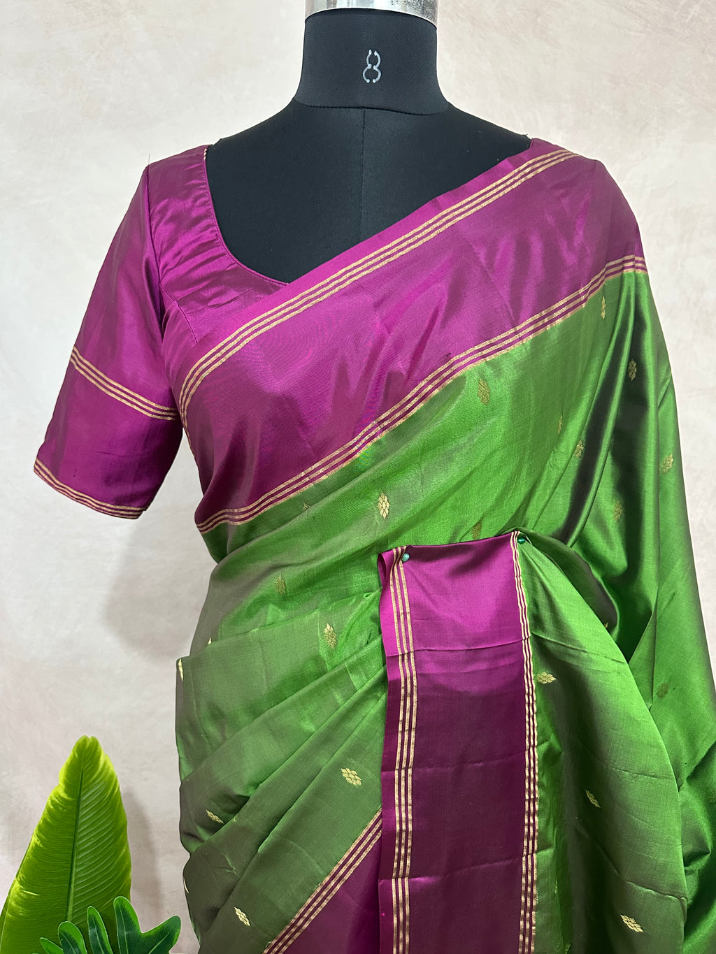 Pure kanchivaram soft silk saree with stitched blouse