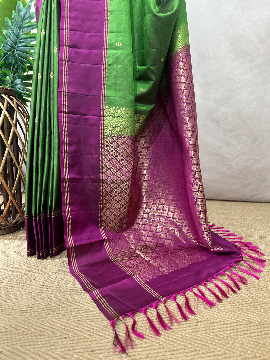 Pure kanchivaram soft silk saree with stitched blouse