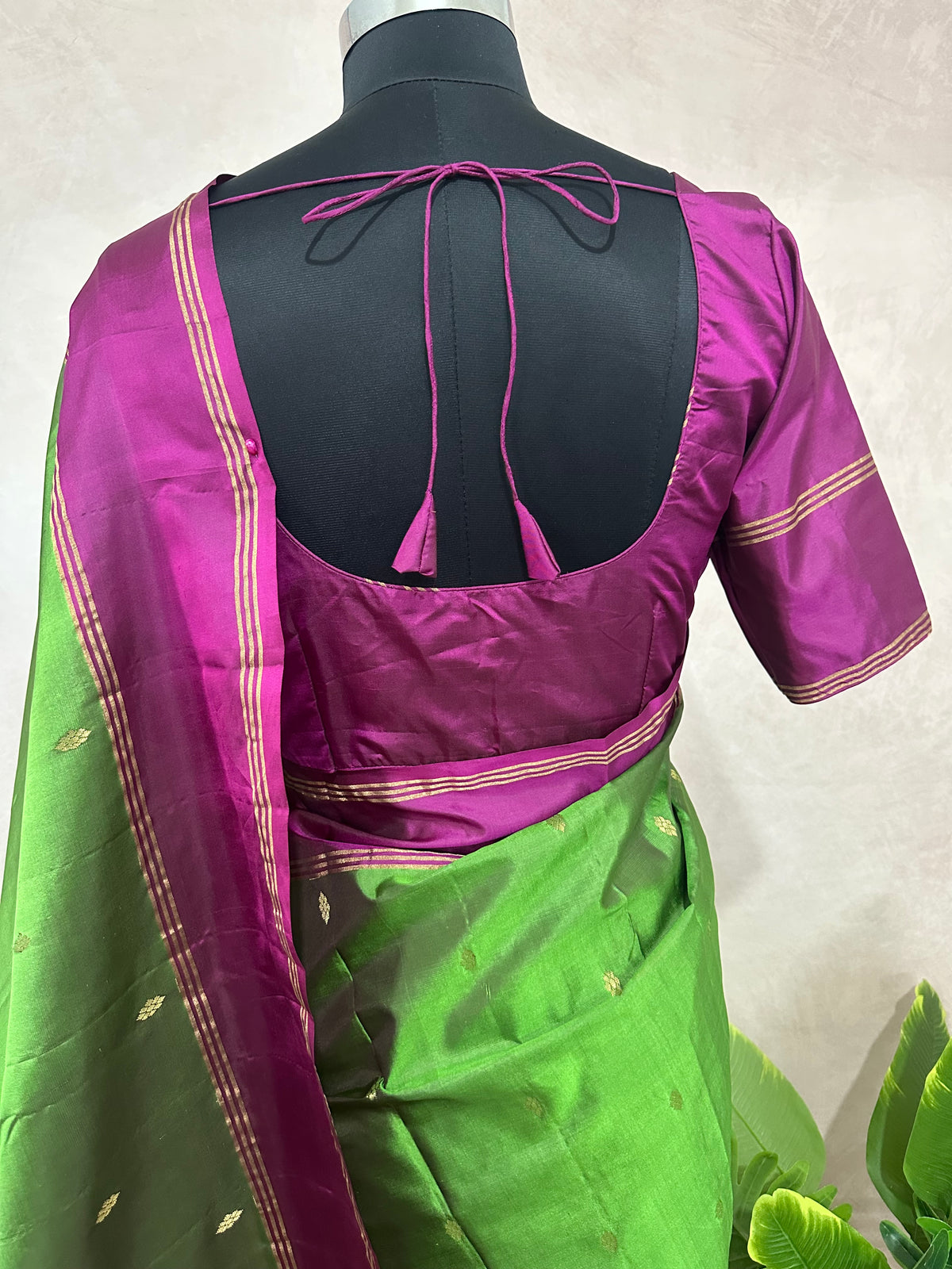 Pure kanchivaram soft silk saree with stitched blouse