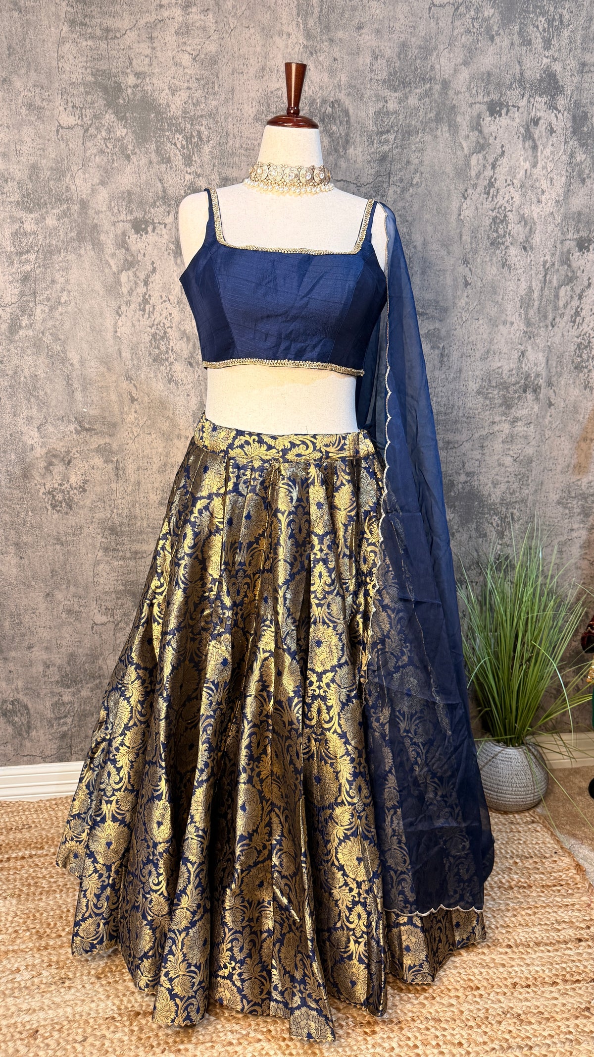 Navy blue banasri lehanga