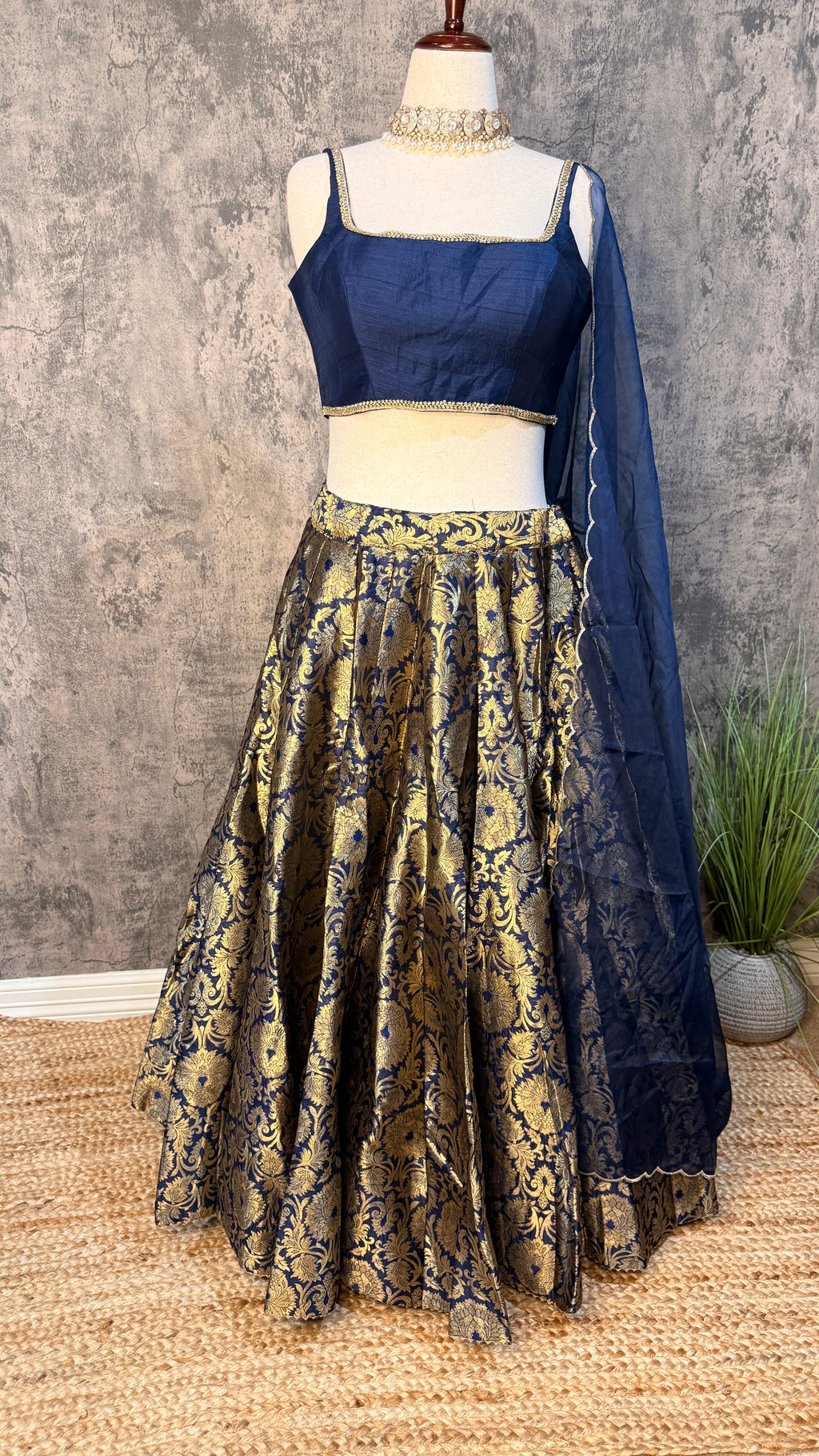 Navy blue banasri lehanga
