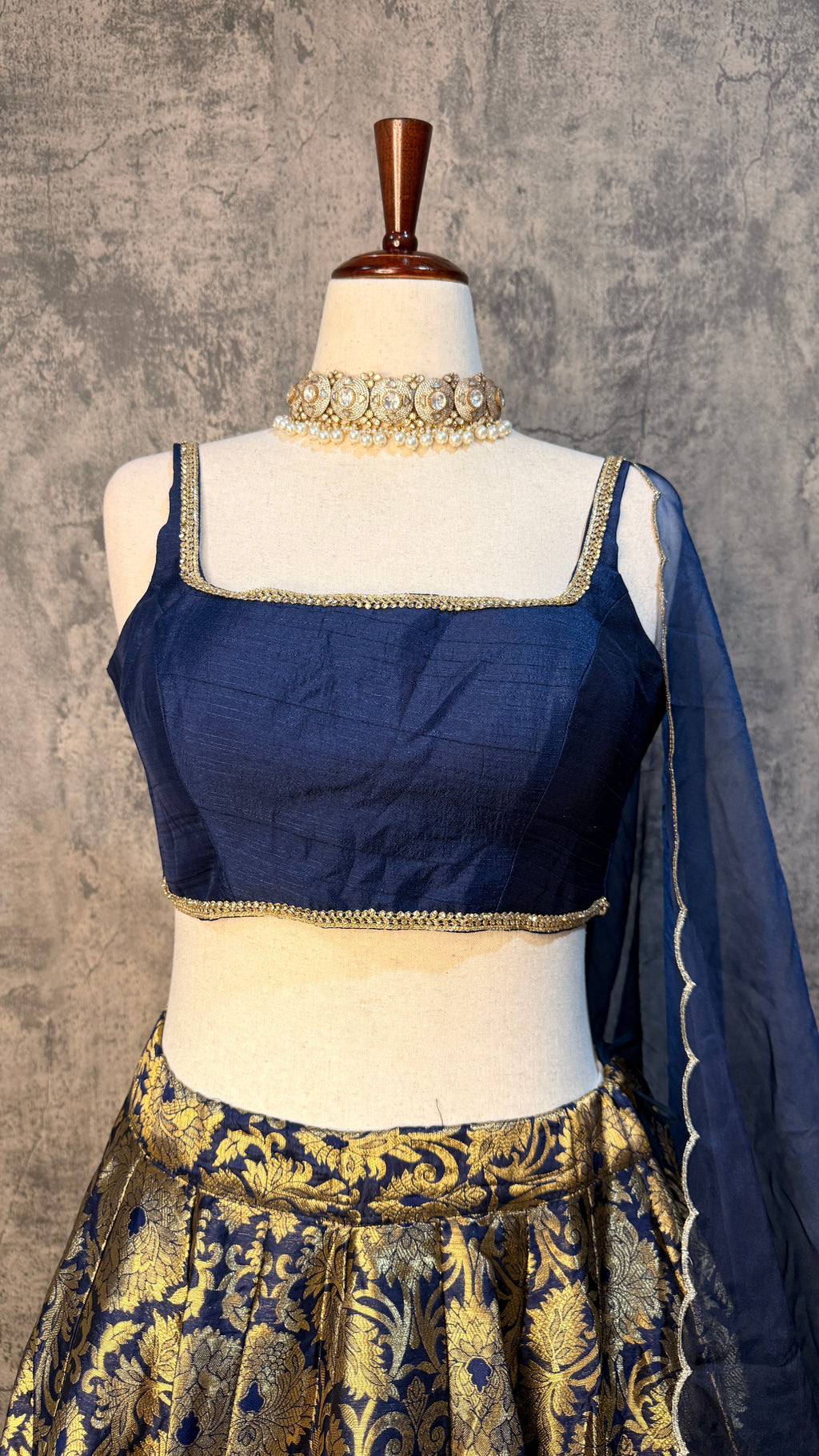 Navy blue banasri lehanga