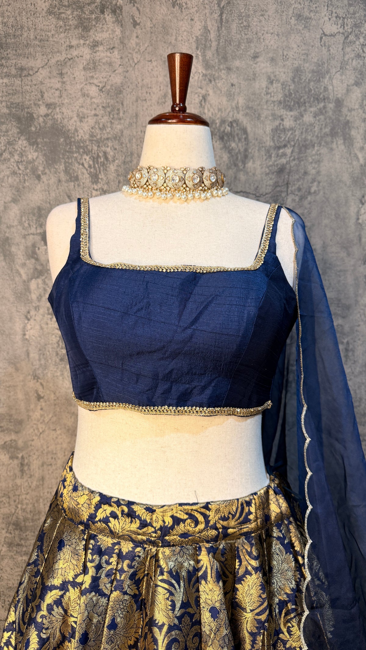 Navy blue banasri lehanga