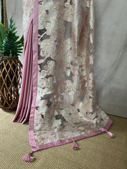 Light pink designer saree with stitched blouse