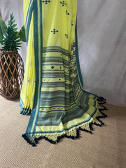 Yellow bhujodi saree with BP