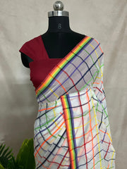 Check mulcotton saree