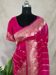 Pure Organza silk saree with stitched blouse