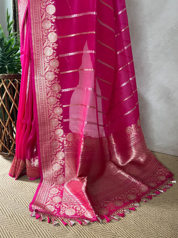 Pure Organza silk saree with stitched blouse