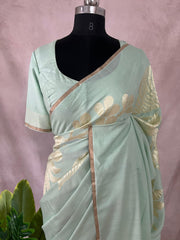 Pure Munga silk designer weave (single Motif) saree with stitched blouse