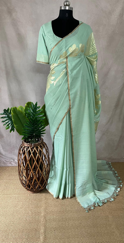Pure Munga silk designer weave (single Motif) saree with stitched blouse