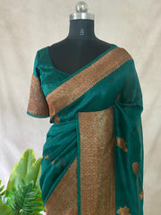 Pure Munga silk designer weave (single Motif) saree with stitched blouse