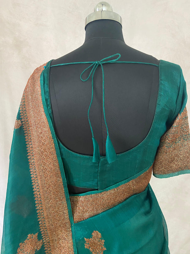 Pure Munga silk designer weave (single Motif) saree with stitched blouse