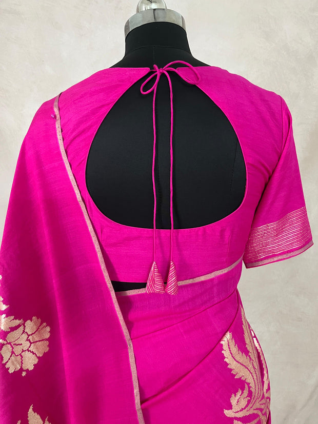 Pure Munga silk designer weave (single Motif) saree with stitched blouse