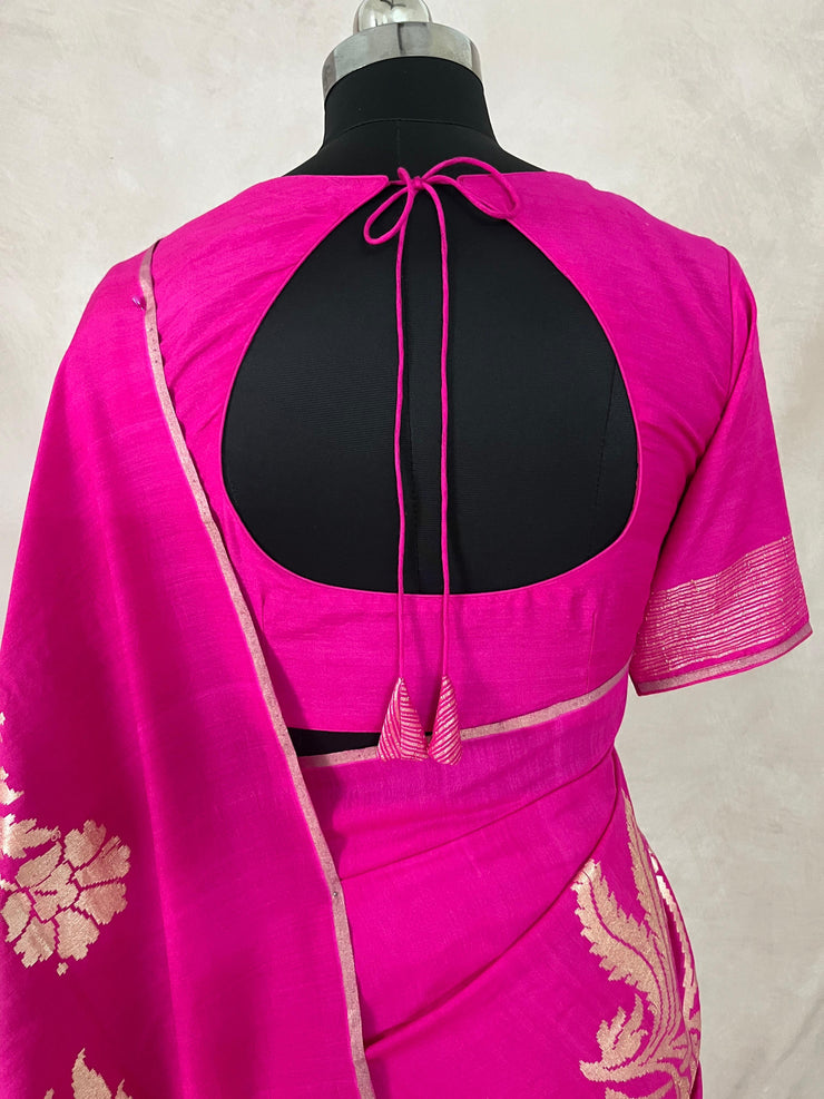 Pure Munga silk designer weave (single Motif) saree with stitched blouse