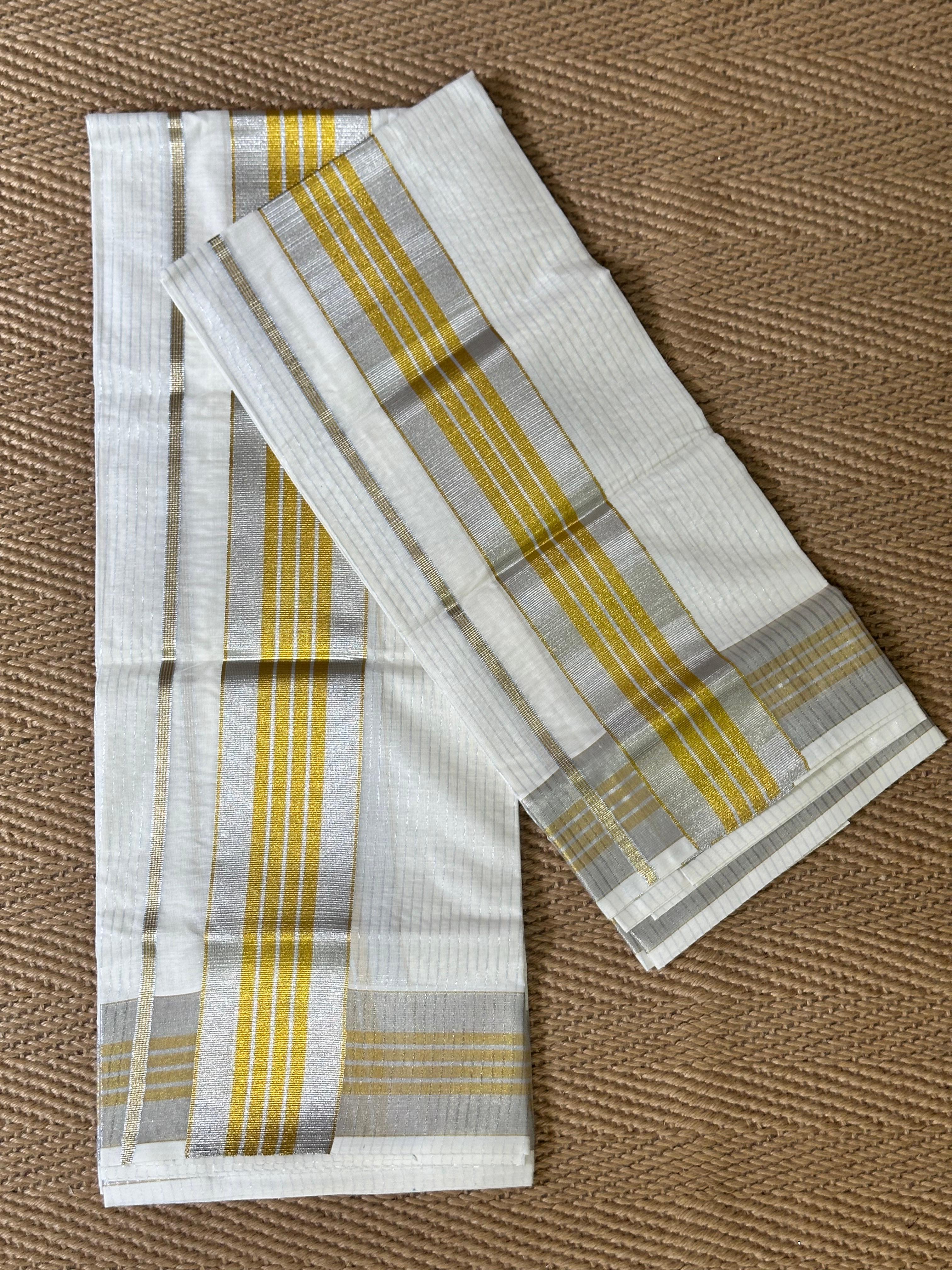 Gold and silver set mundu