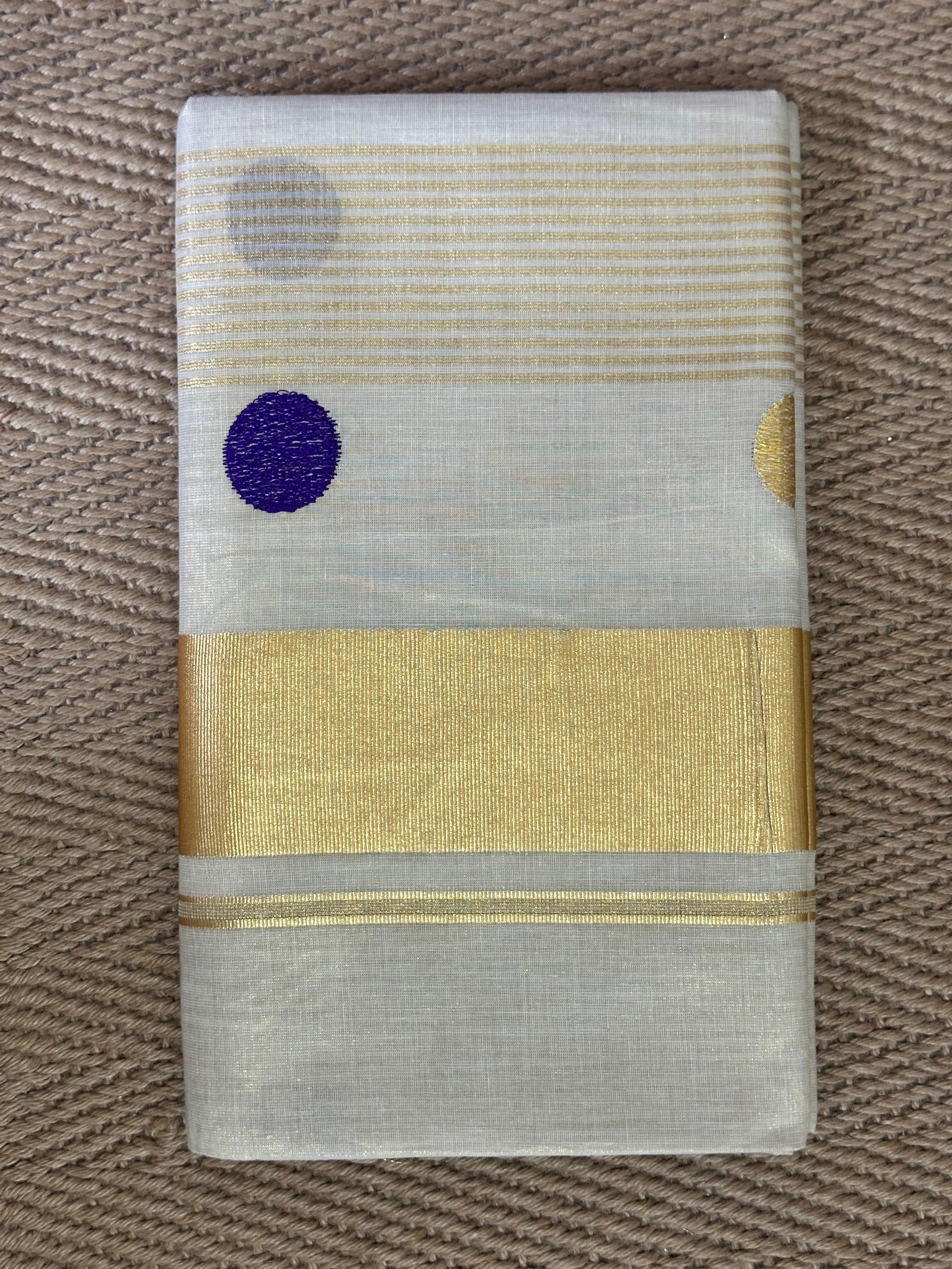 set saree with polka dot emroidery