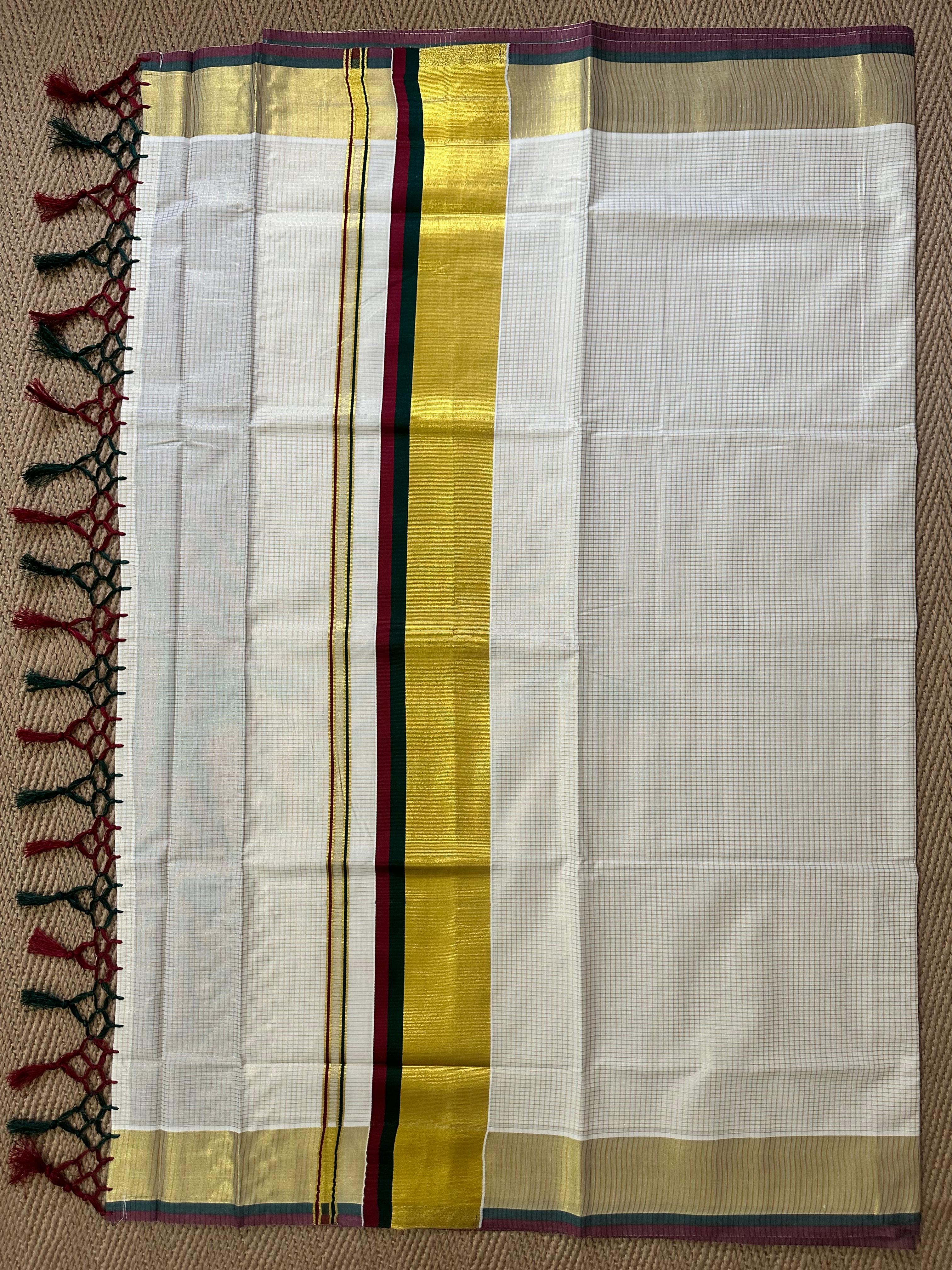 Soft cotton set saree with small checks