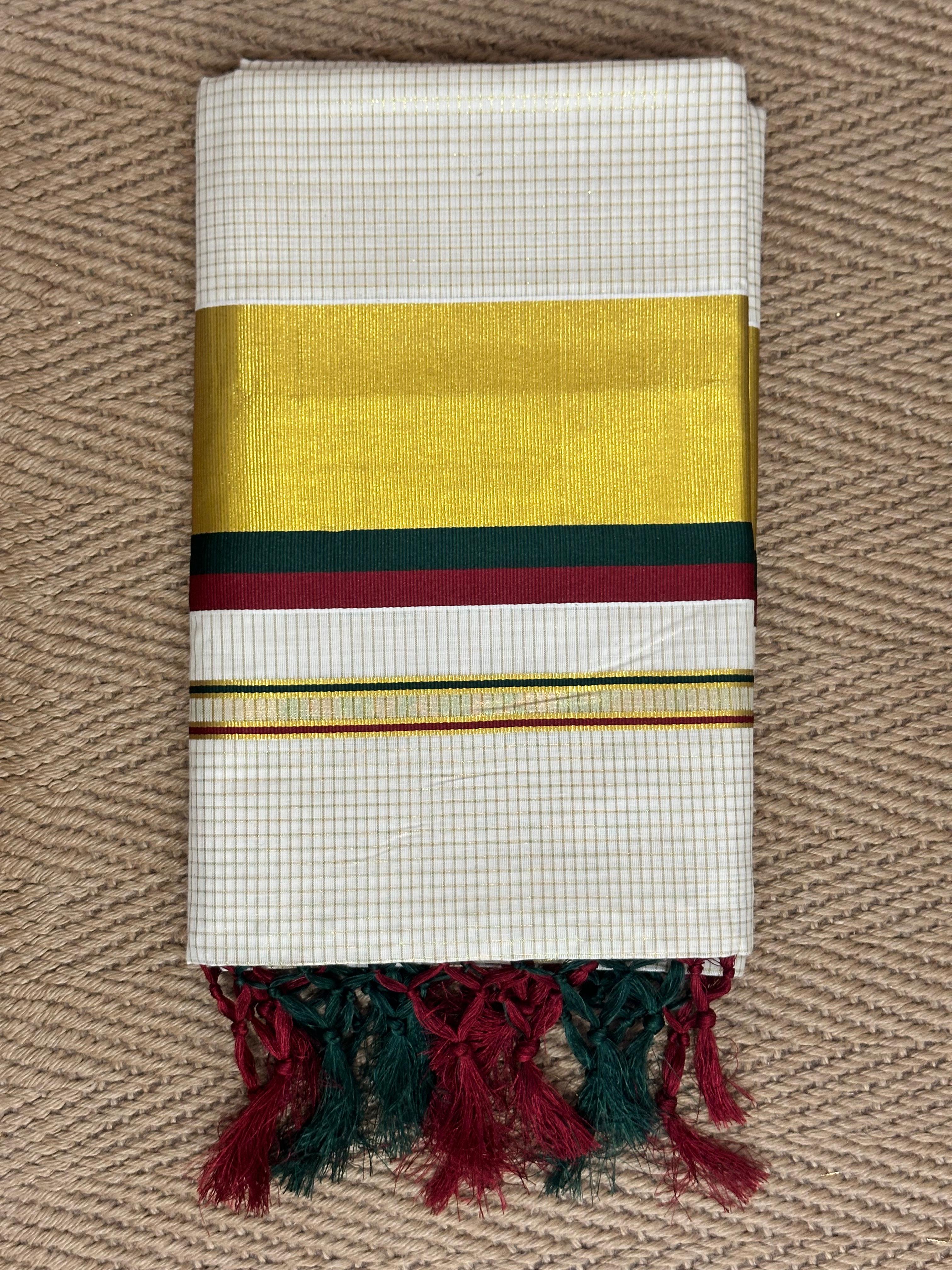 Soft cotton set saree with small checks