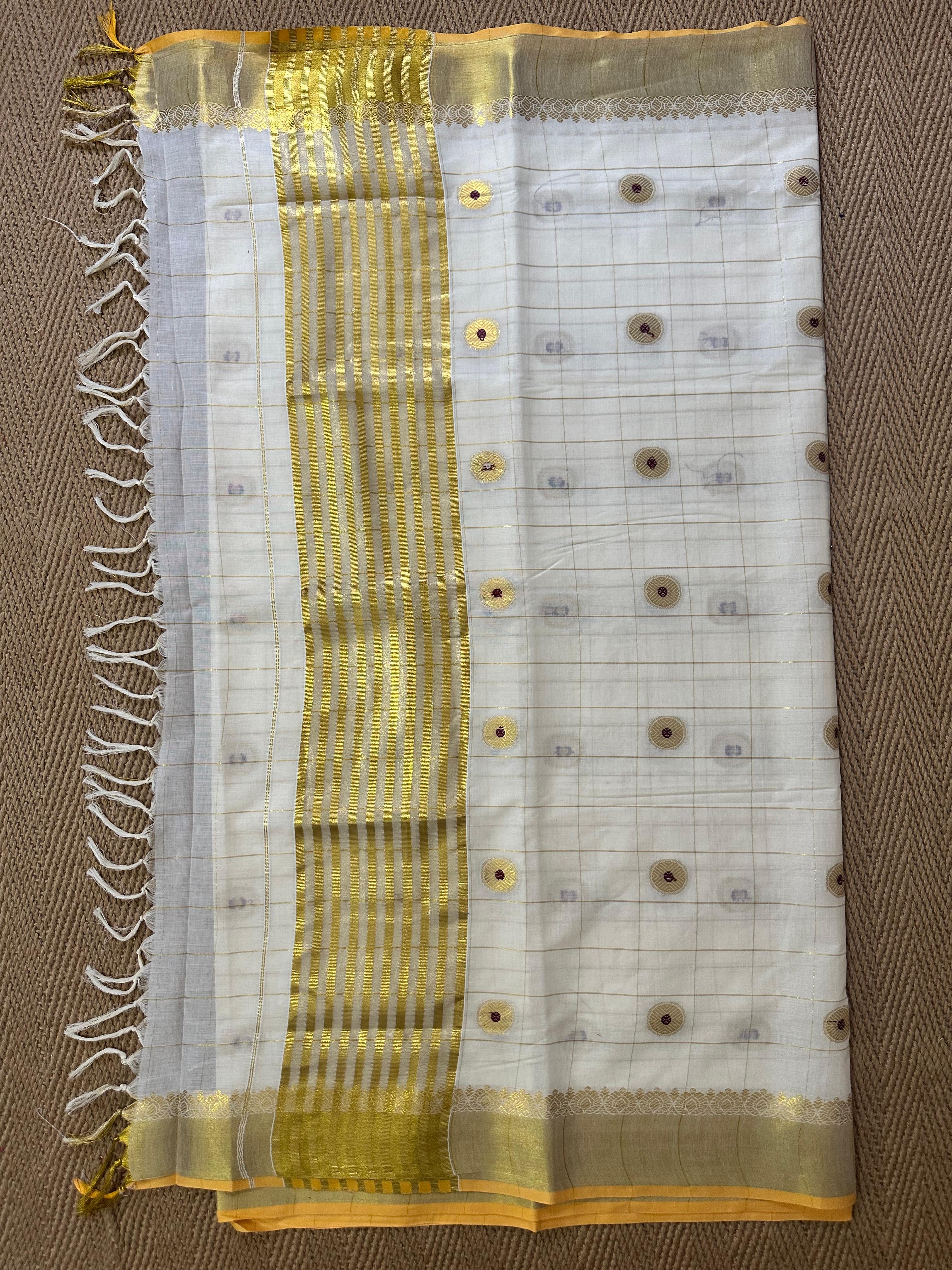 Balaramapuram Handloom replica set saree with checks