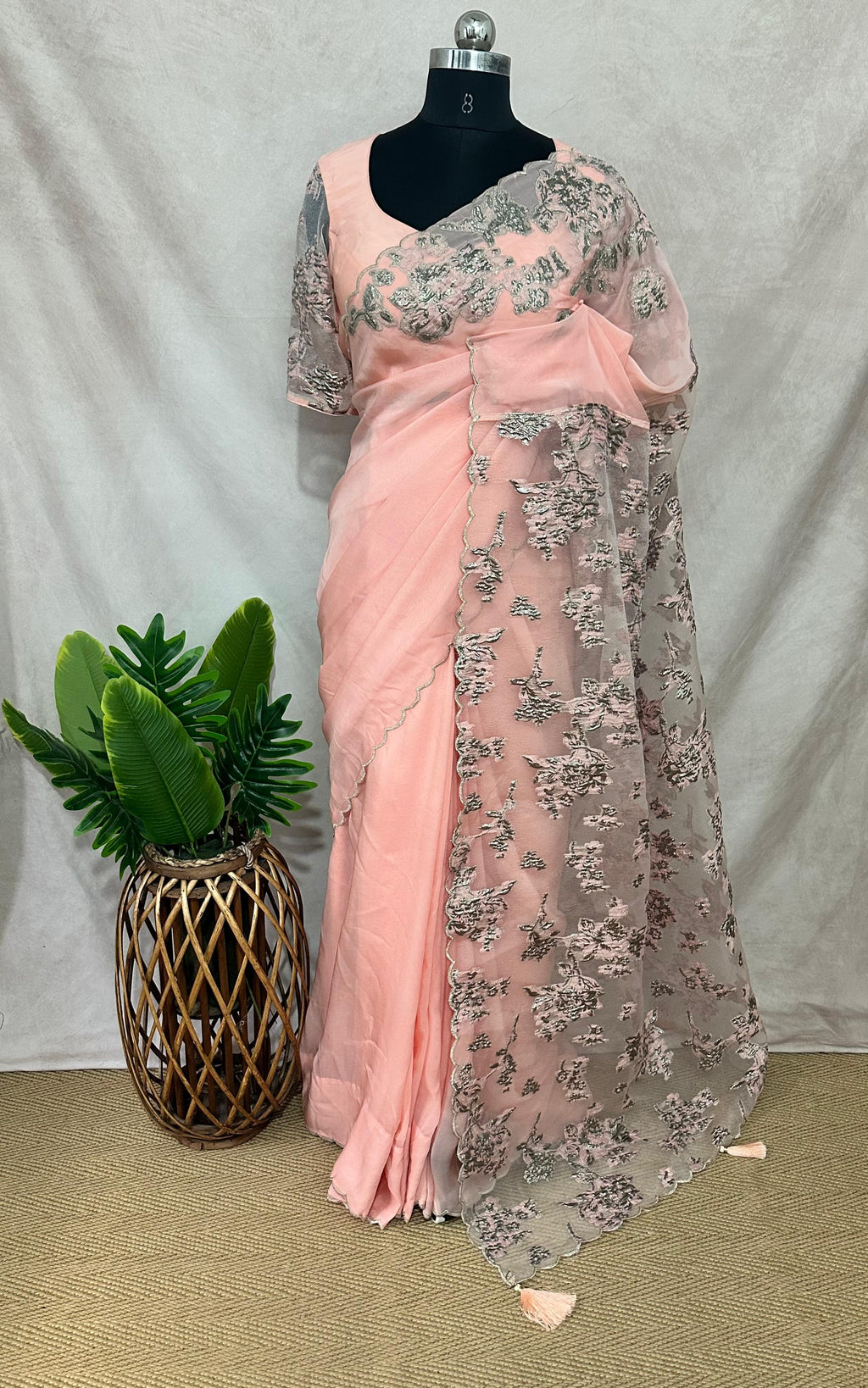 Turkkish organza saree with stitched blouse