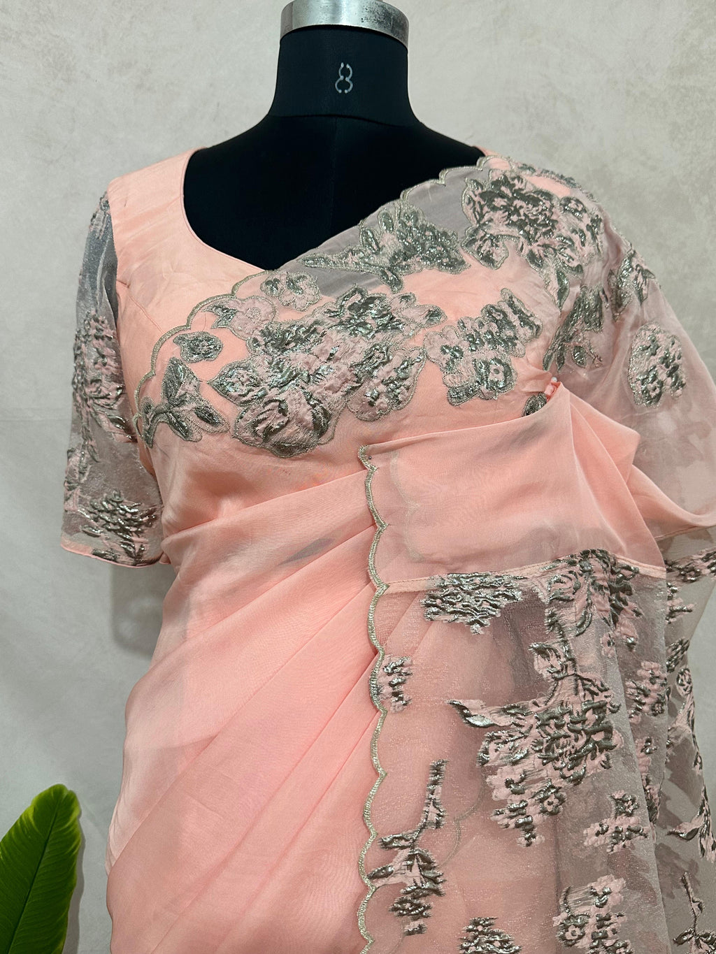 Turkkish organza saree with stitched blouse