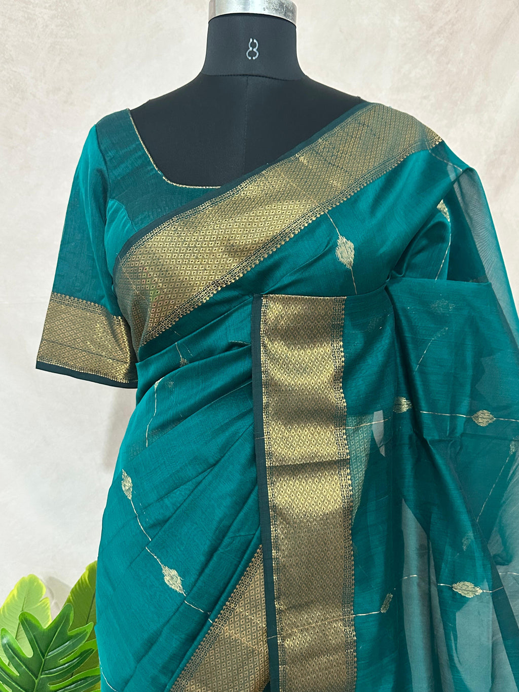 Maheshwari silk saree with stitched blouse