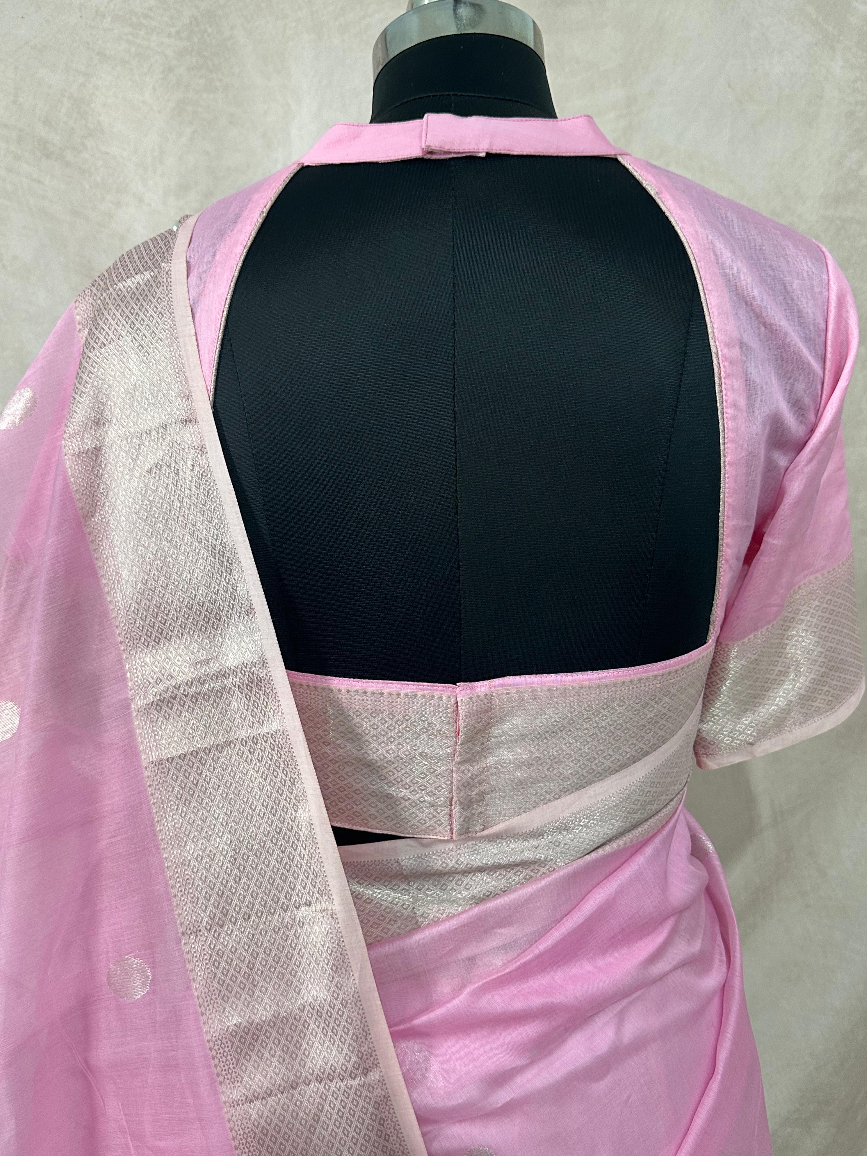 Maheshwari silk saree with stitched blouse