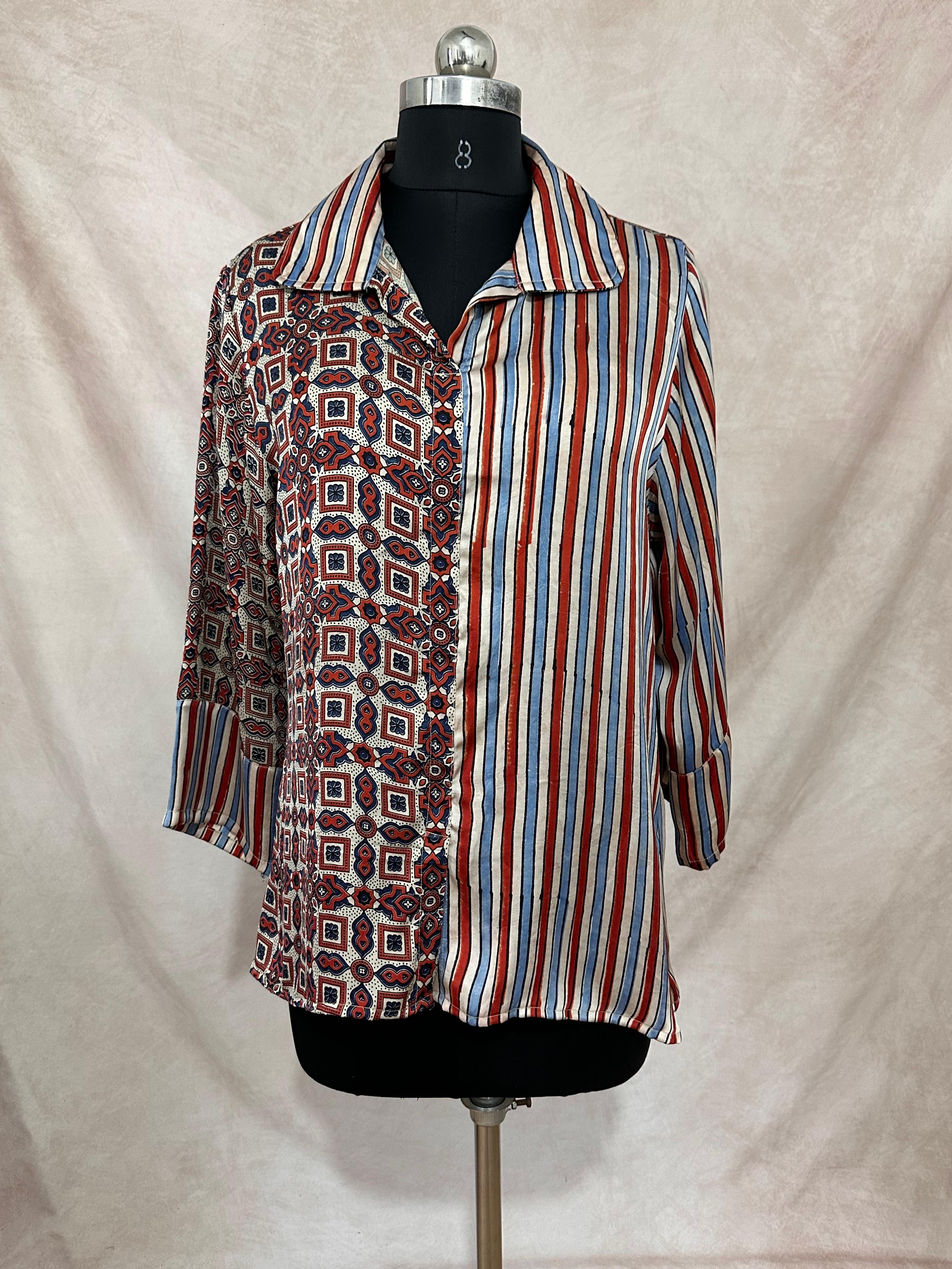 Pure Modal silk shirt with hand block print