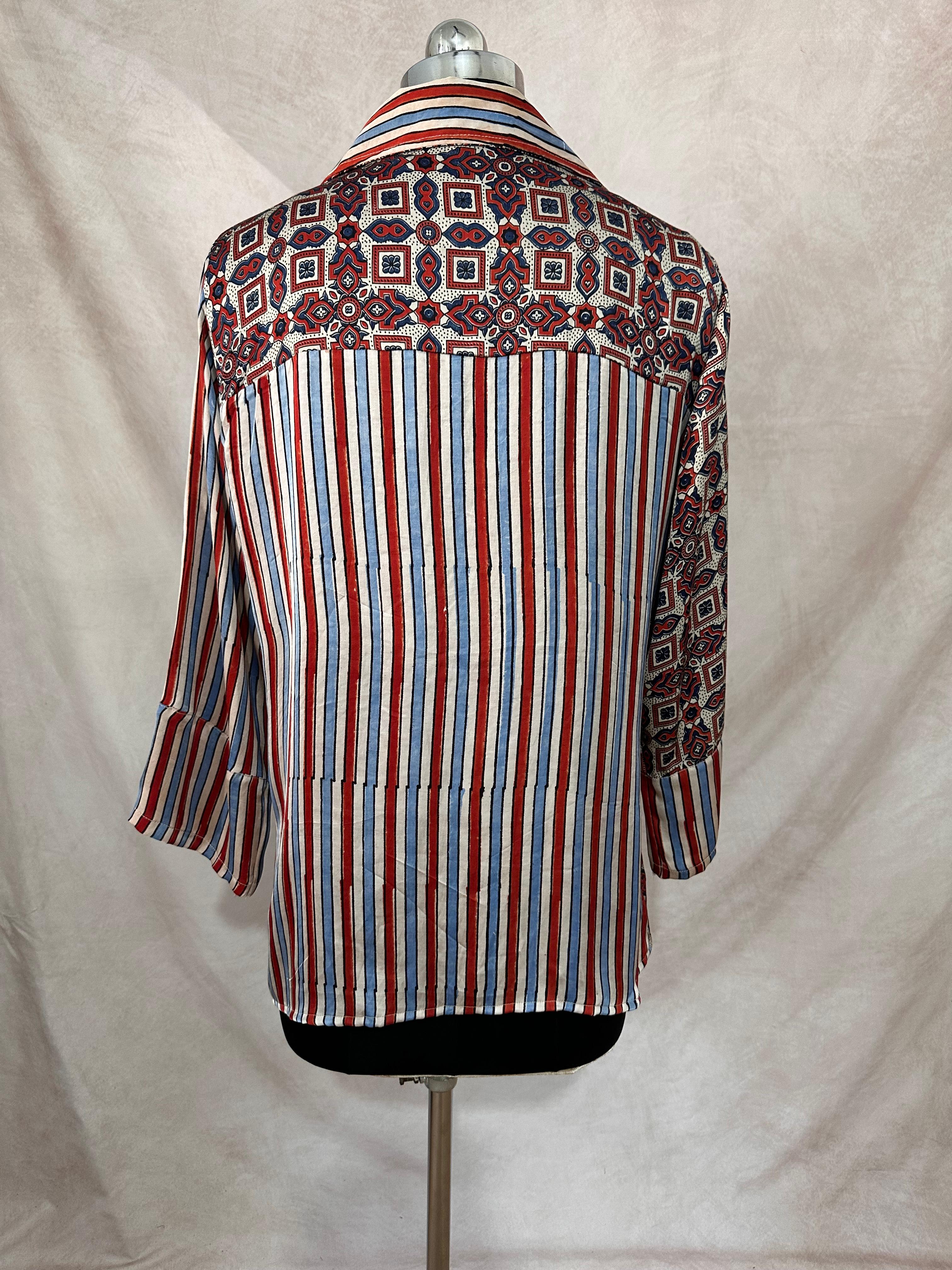 Pure Modal silk shirt with hand block print