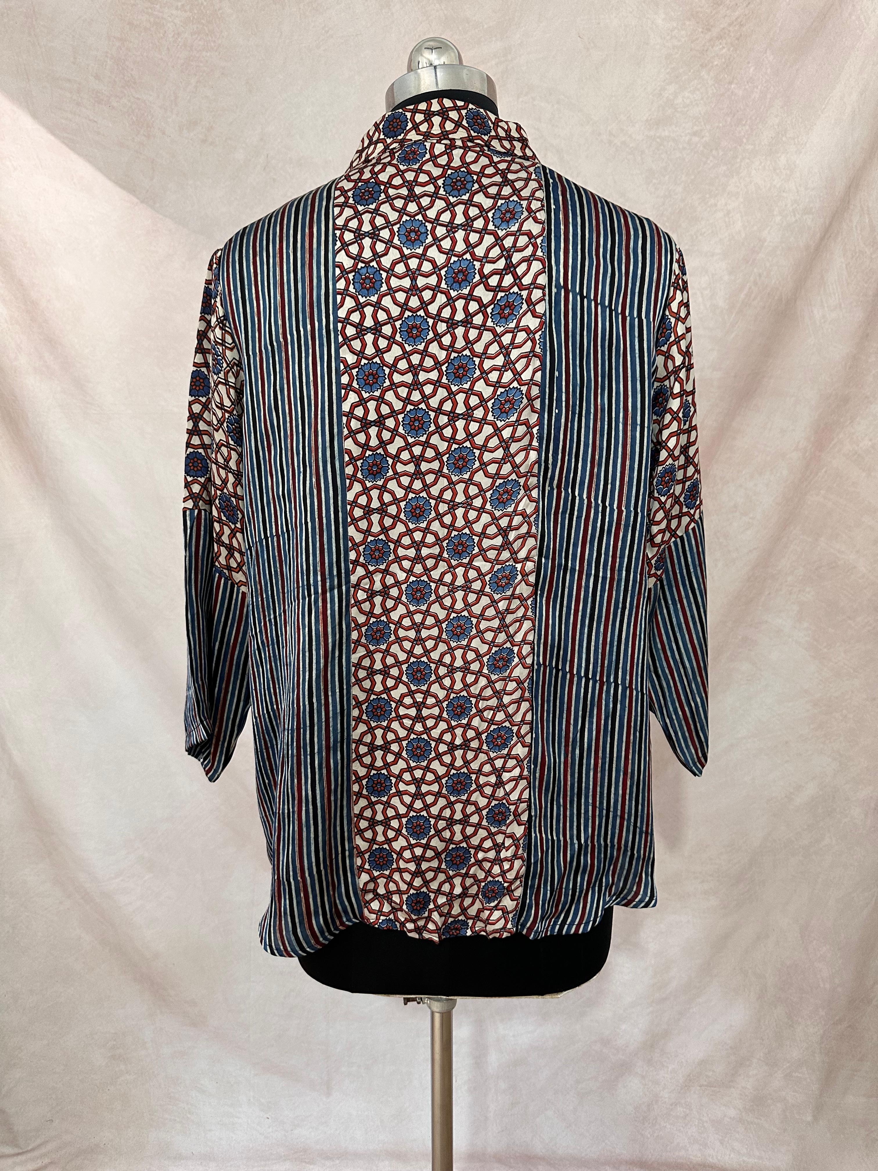 Pure Modal silk shirt with hand block print