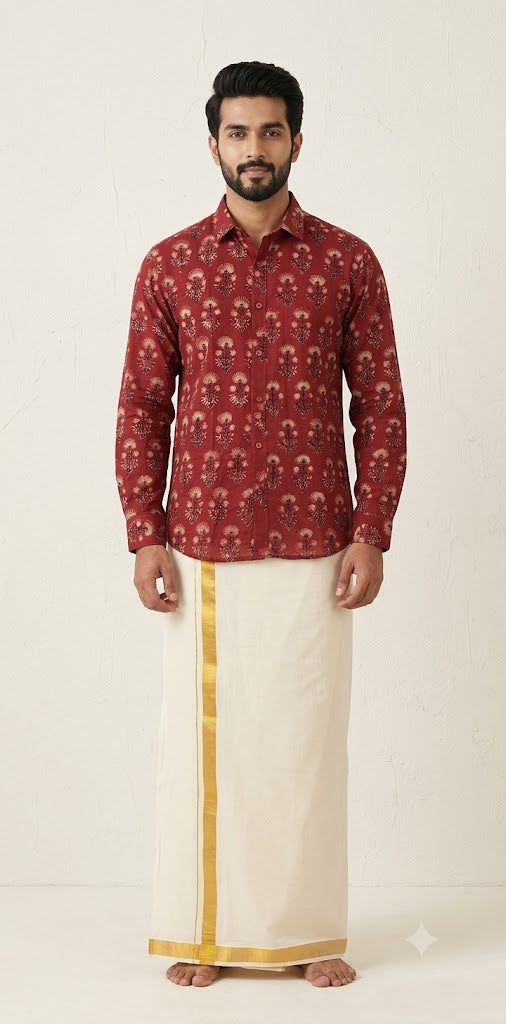 Ajrakh handblock printed shirts in pure Cotton