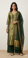 Maheshwari tissue cotton kurti with bottom and dupatta