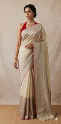 Linen banarsi saree with stitched blouse
