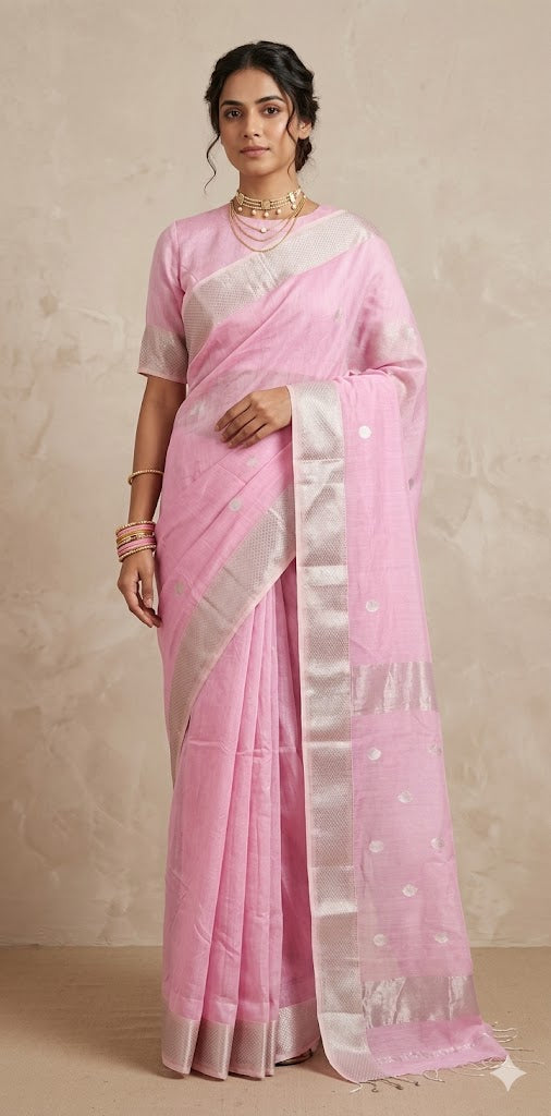 Maheshwari silk saree with stitched blouse