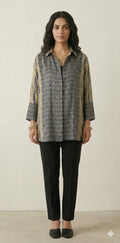 Pure Modal silk shirt with hand block print