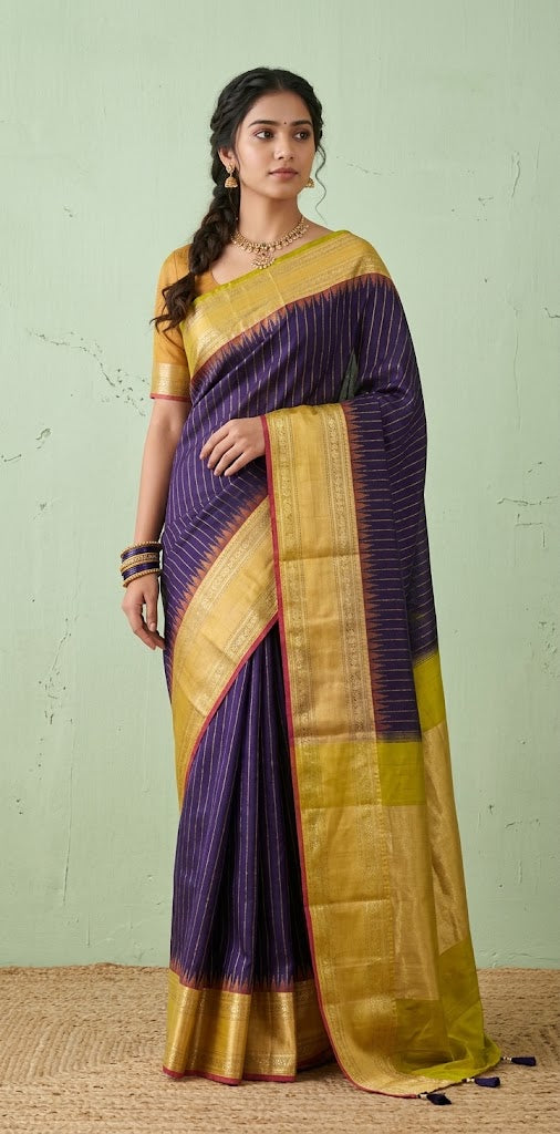 Pure silk handloom Gadwal saree with stitched blouse