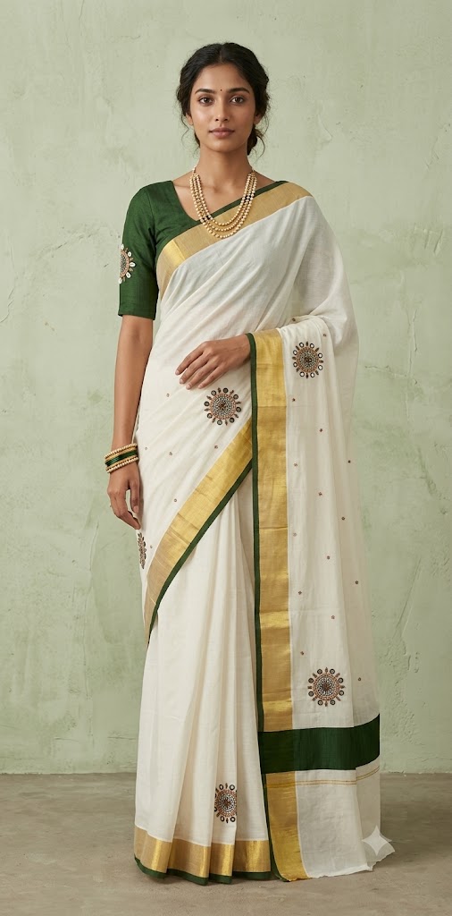 Set saree with bead emroidery and BP