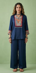 Blue modal silk cord set