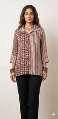 Pure Modal silk shirt with hand block print