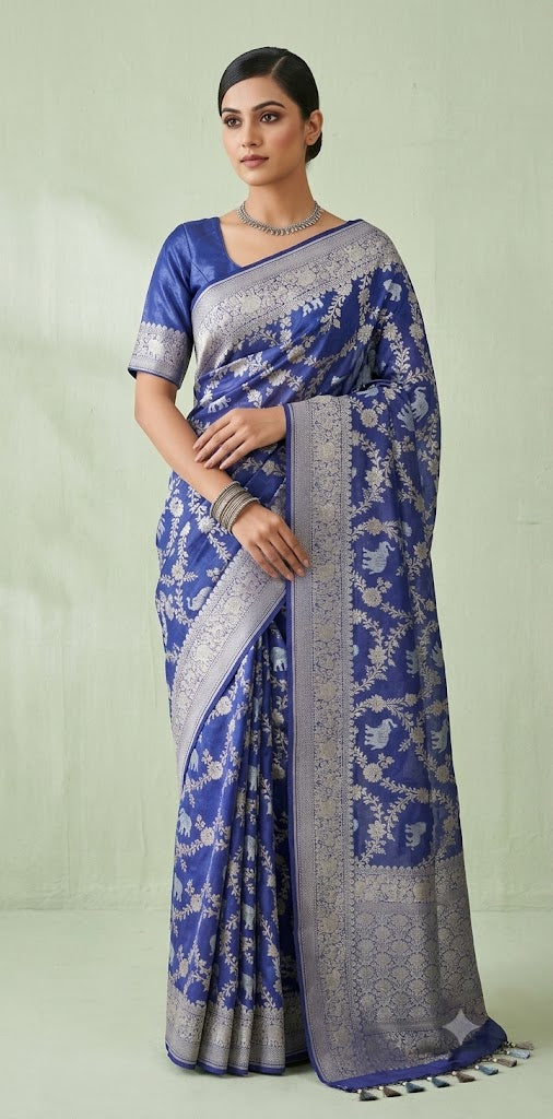 Silk Tissue Alfi figure jaal weave saree with blouse