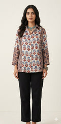Pure Modal silk shirt with hand block print