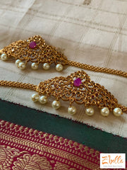 Armlt With Red Stone And Pearl Hanging Armlet
