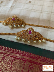 Armlt With Red Stone And Pearl Hanging Armlet