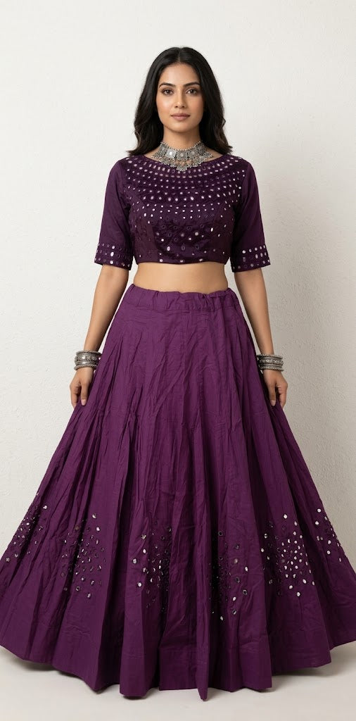 8 m flare navrathri skirt with real mirror