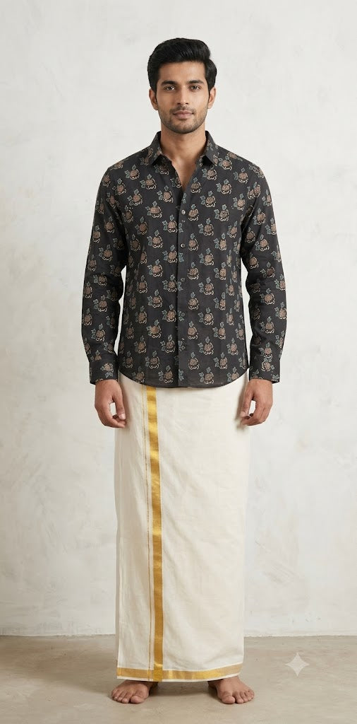 Ajrakh handblock printed shirts in pure Cotton