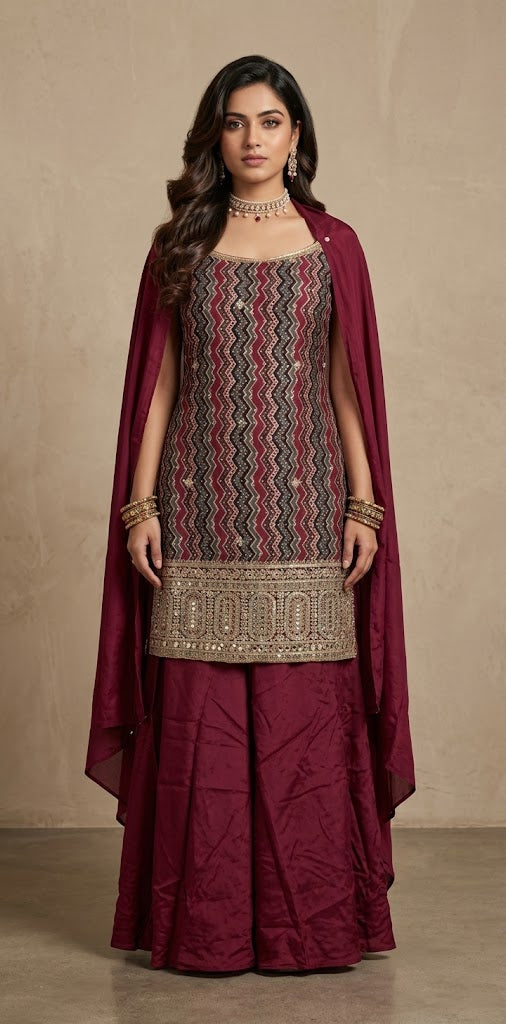 Ajrakh printed short kurti with palazzo pant