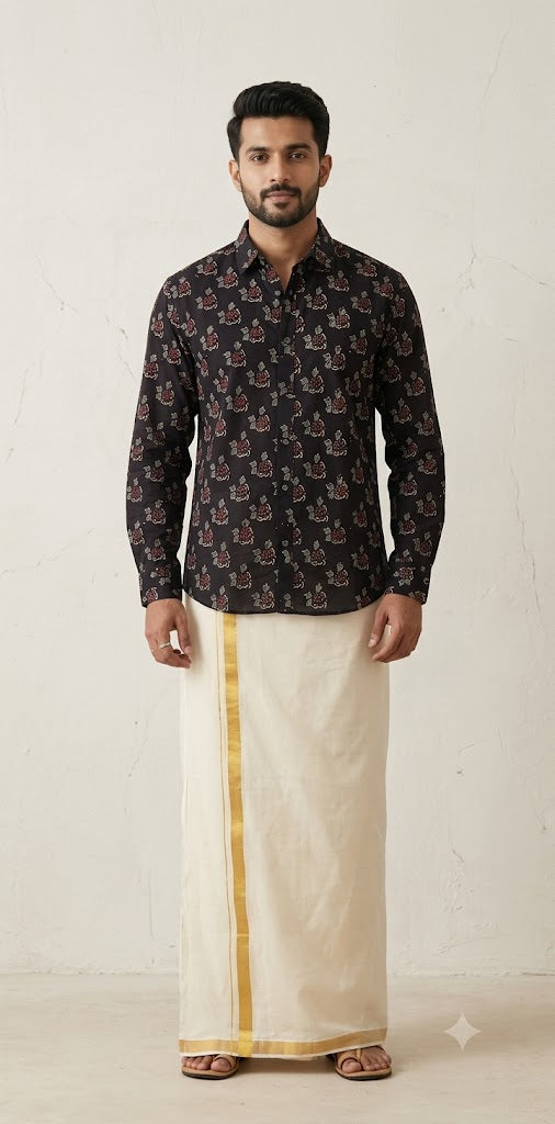 Ajrakh handblock printed shirts in pure Cotton