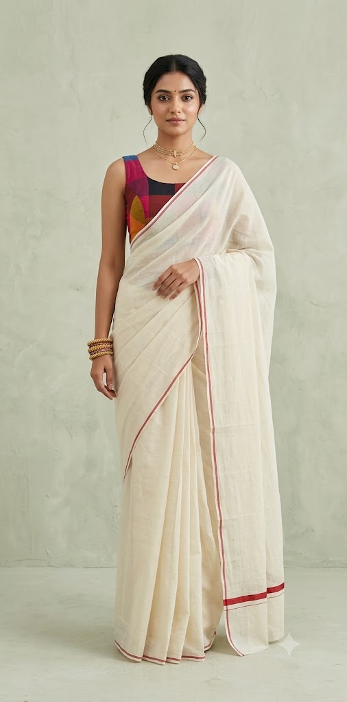 Puliyilakkara set saree with pink border