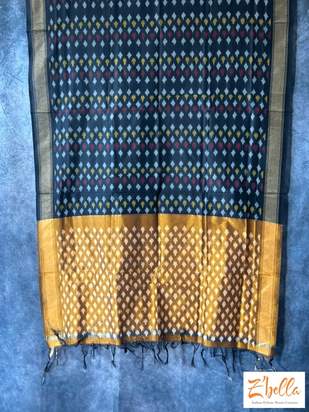 Black And Mustard Yellow Combo Ikkat Sico Dupatta Dupatta